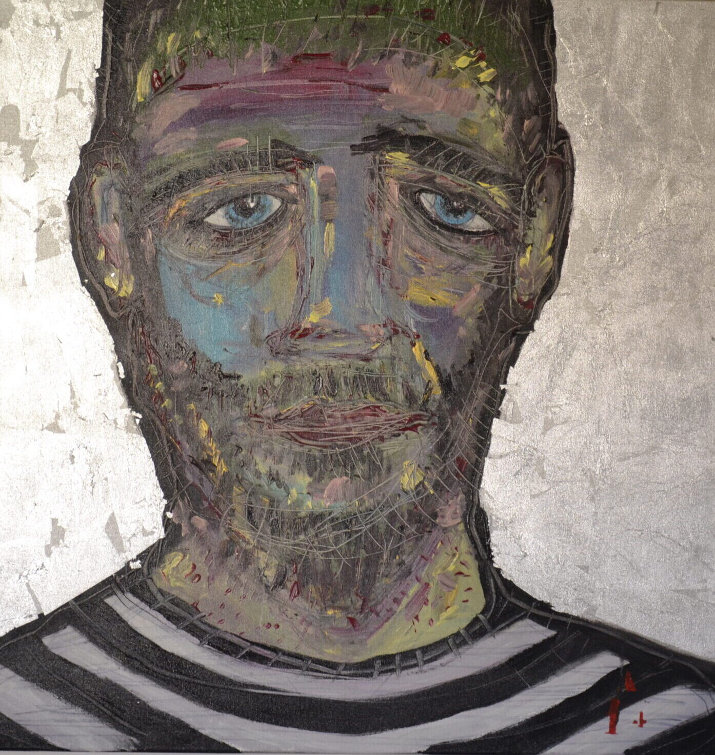Autoritratto con maglia a righe di Alberto Miotti